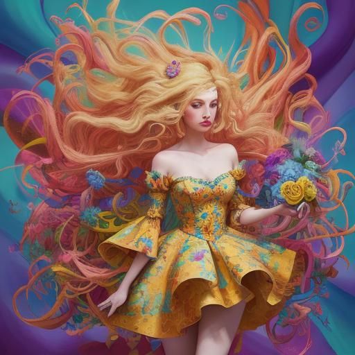 Giant Girl in Dreamworld: Surrealist Art Inspired by Dali