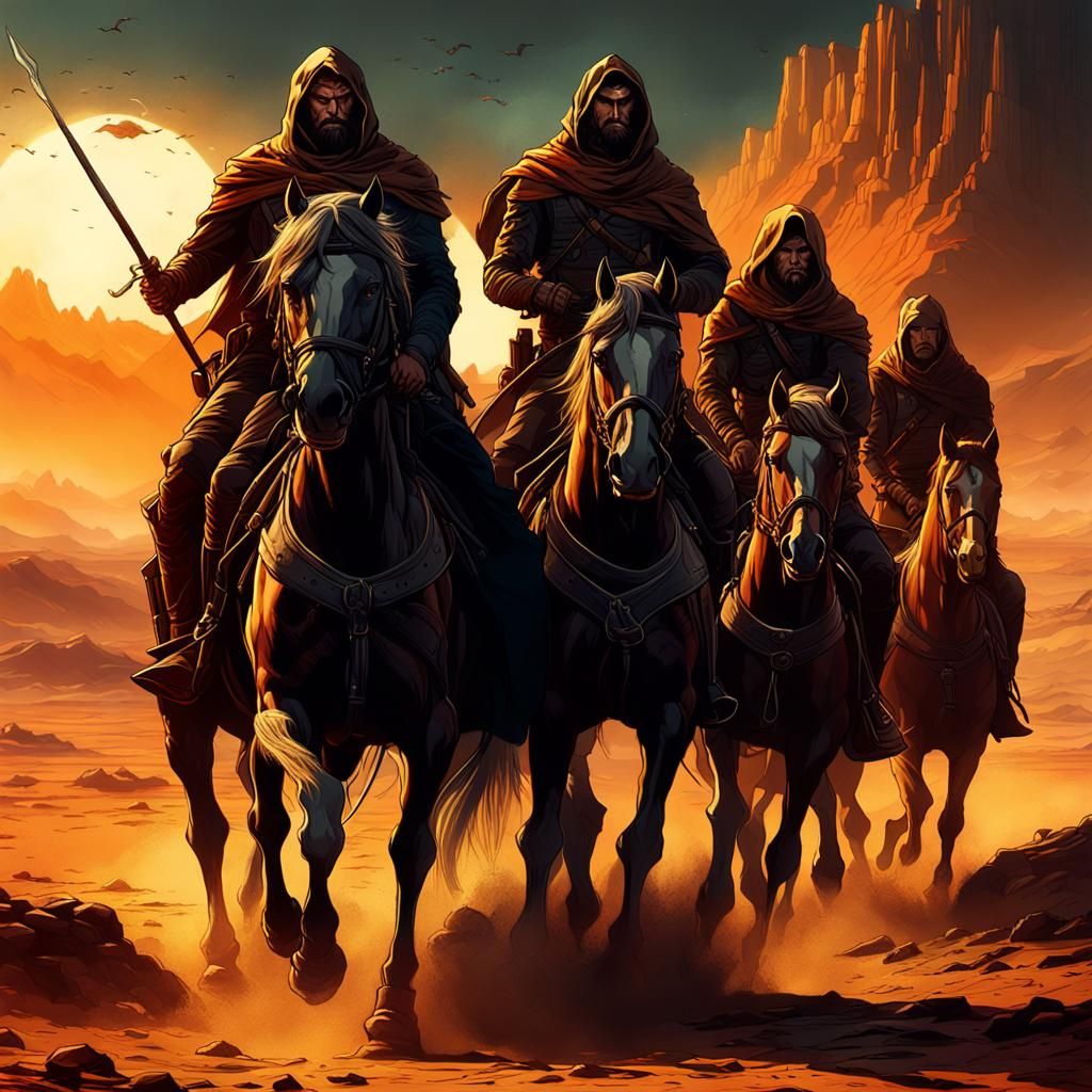 Epic Apocalyptic Riders in Frazetta-Inspired Masterpiece