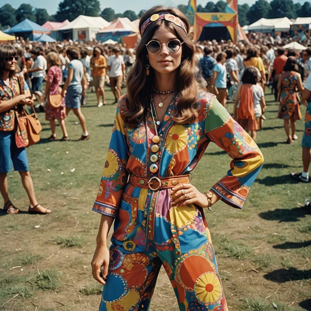 Model Posing in Pop Art Style at Music Festival