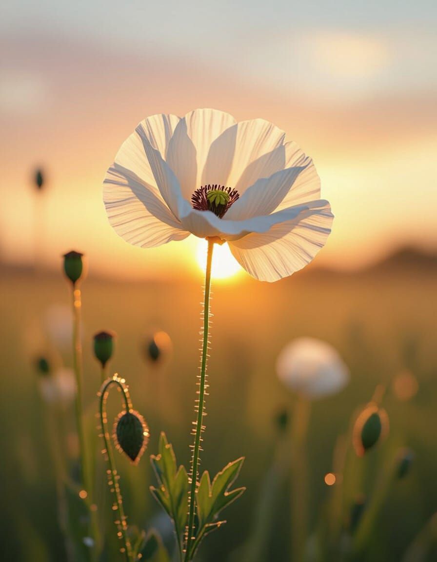 Sunrise Poppy Field Painting: Symbol of Hope