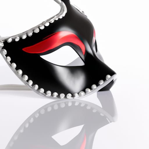 Reflective Black Masquerade Mask with Ruby