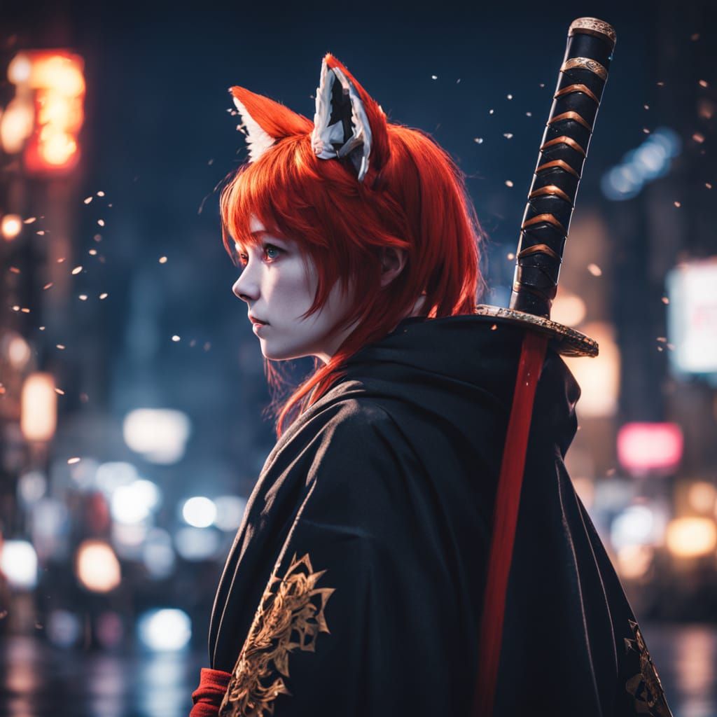 Young Warrior in Urban Night