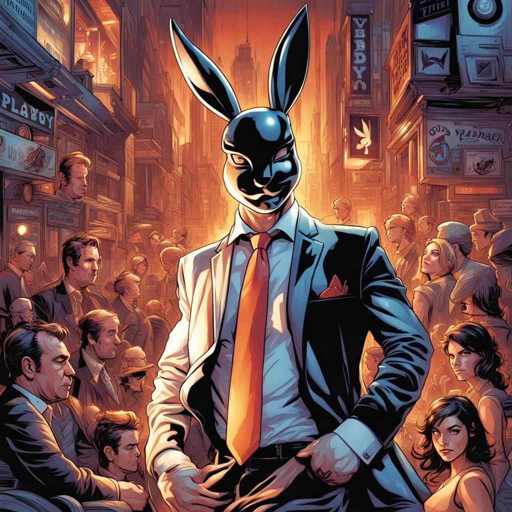 Playboy Portrait in Comic Book Art Style