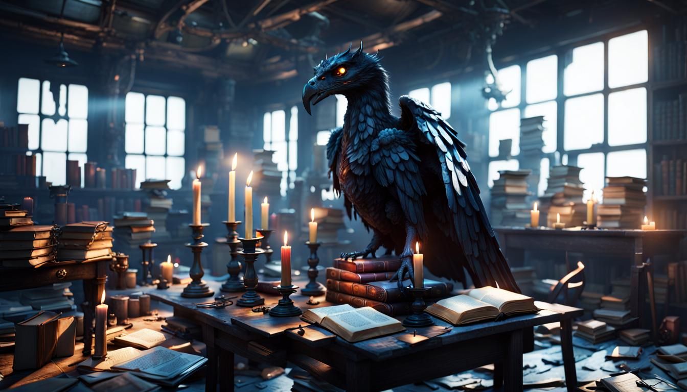 Girl in Winged Costume in Dark, Candlelit Room