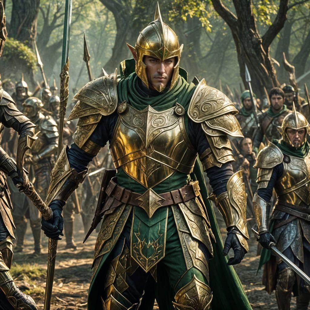 Epic Elven Guardsman in Anime Style Armor