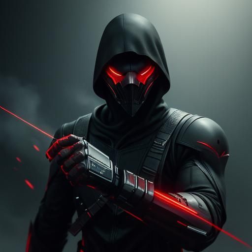 Cinematic Assassin with Red Energy