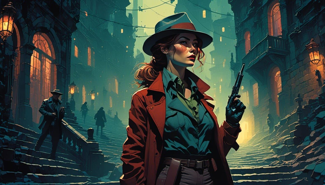 Film Noir Detective in Sci-Fi Catacomb