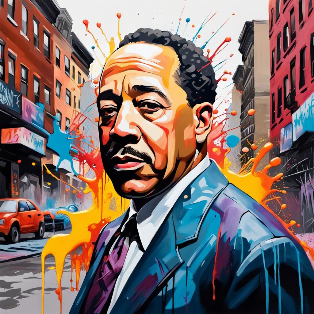 Langston Hughes Portrait in Harlem Graffiti Art