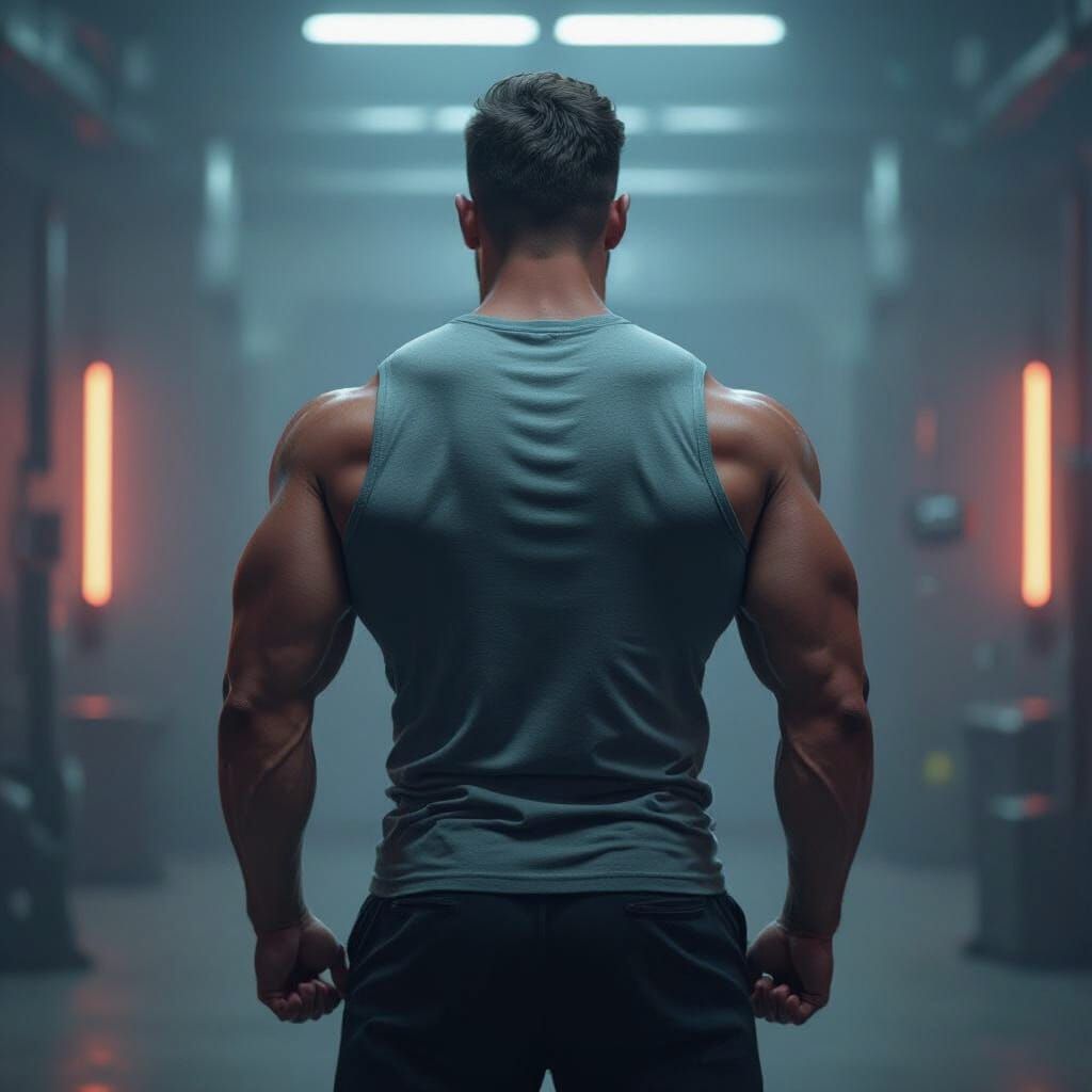 Defined Back Muscles in Cinematic Realism Style