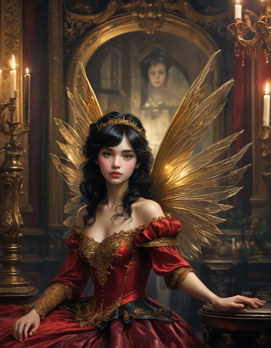 Victorian Fairy in Candlelight: An Oil Painting