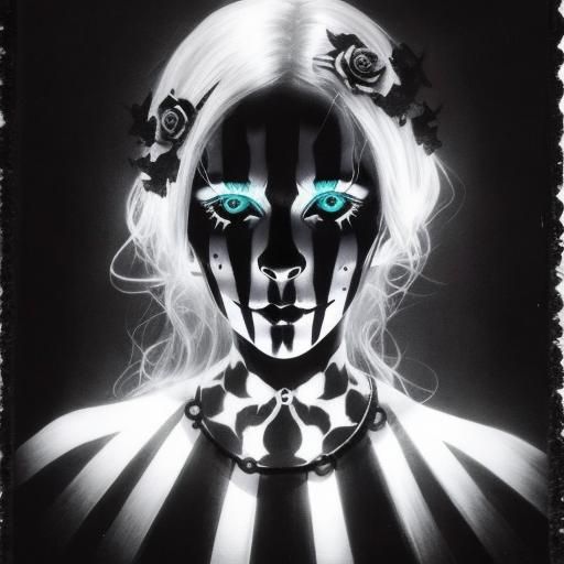 Surreal Crayon Drawing: Goth Woman in Darkness