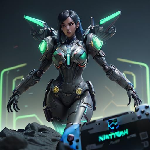 Nintendo Switch Girl in Cyberpunk Anime Style