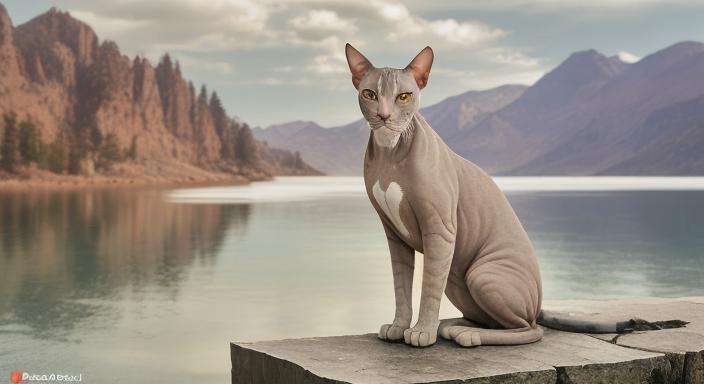 Hyperrealistic Sphynx Cat Portrait at Golden Hour