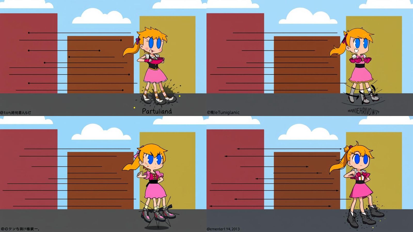 Cartoon Woman Parachuting in Princess Dress