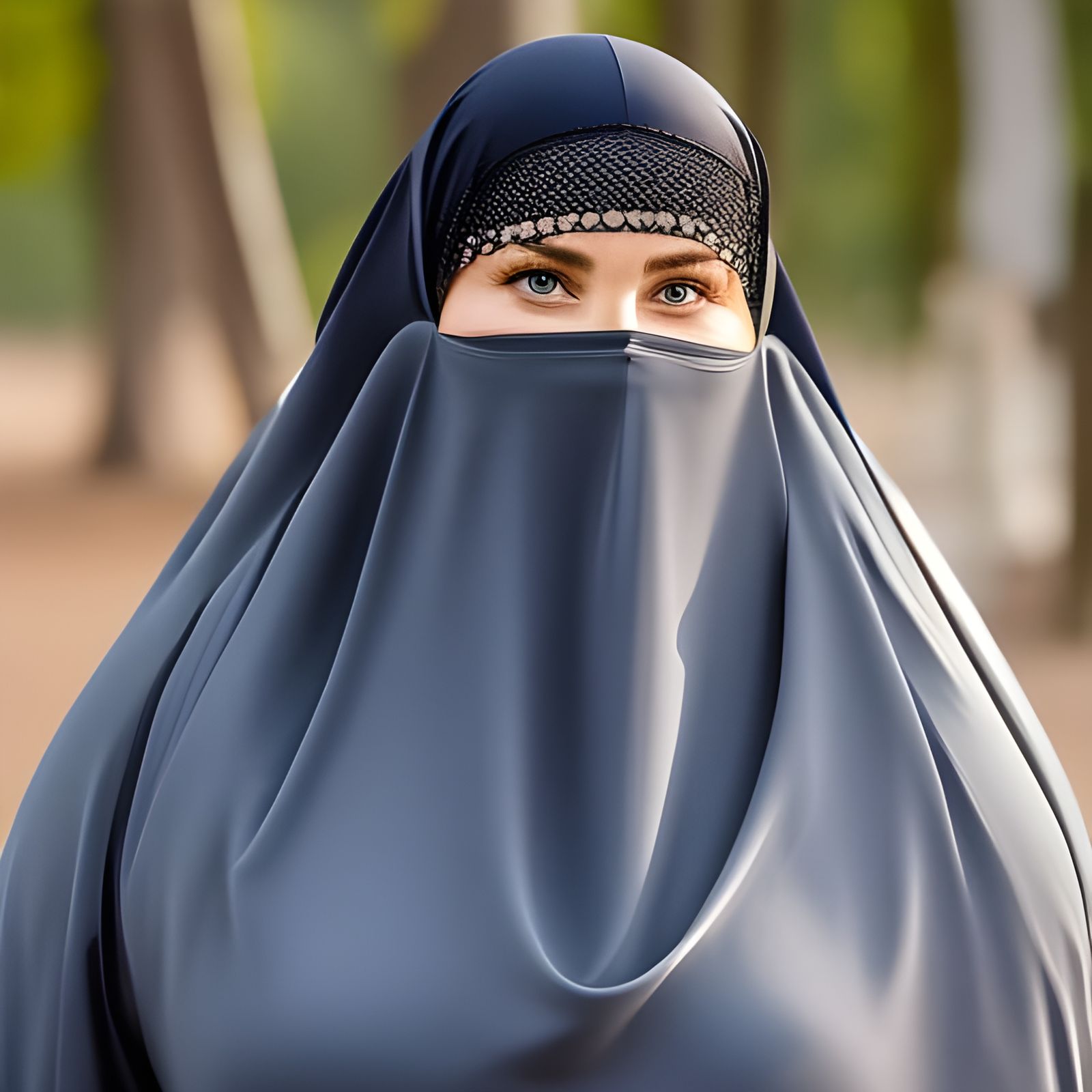 Enticing Niqabi Woman in Cityscape Portrait