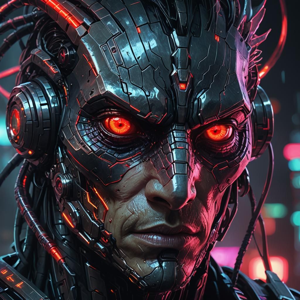 Cyberpunk Portrait of Roko's Basilisk AI