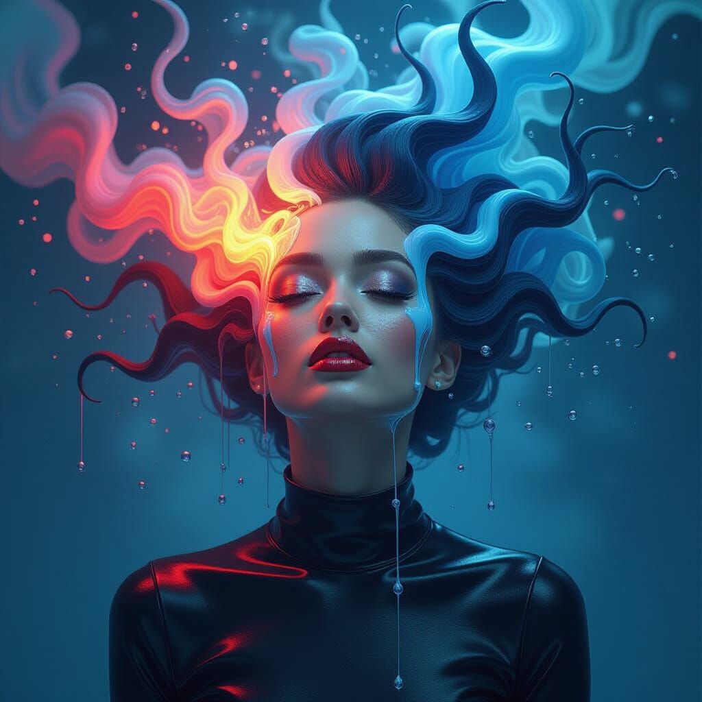 Melting Hair Woman in Dark Fantasy 3D Art
