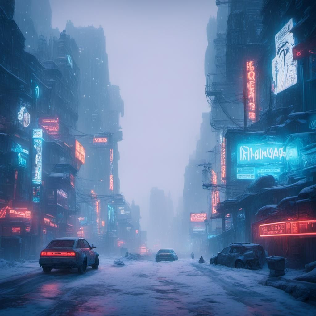 Cyberpunk City in Rural Buryatia: Hyperrealistic Winter