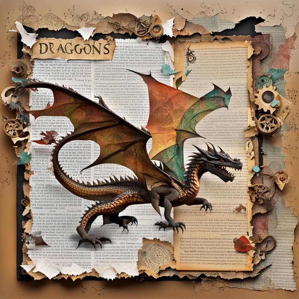 Dragon Scrapbook Page in Collage Style