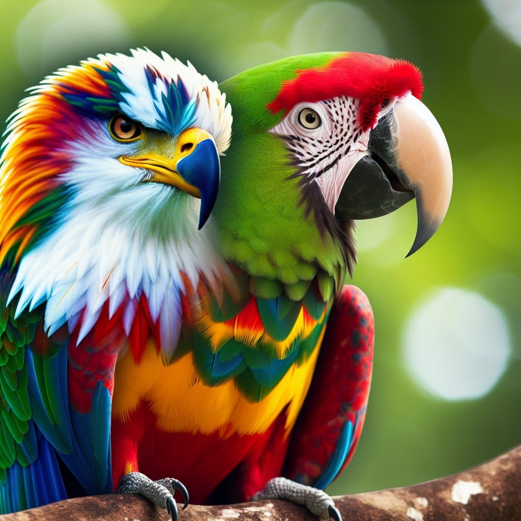 an eagle mixed with a parrot.