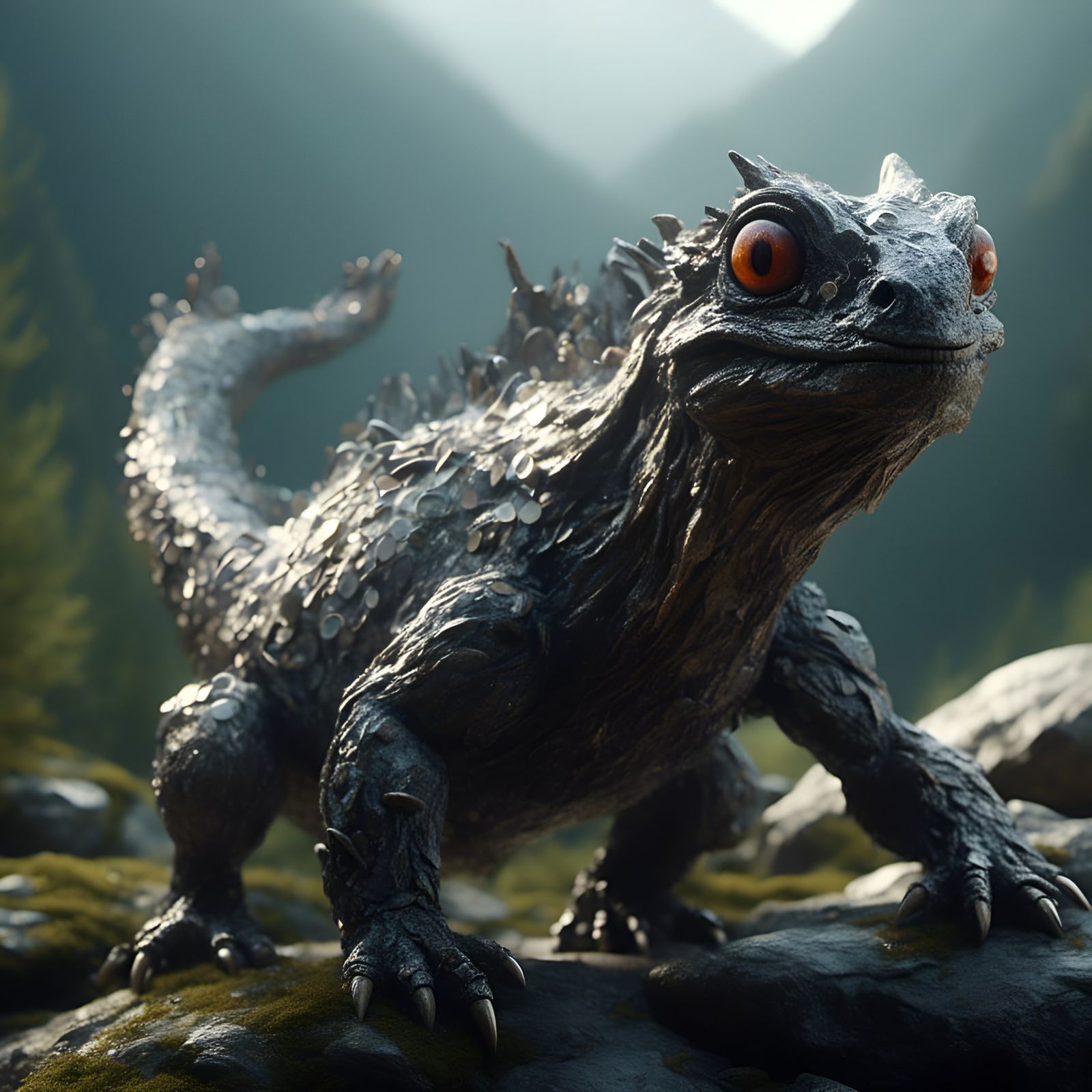 Unique Rock Creature in Fantasy Realism Style