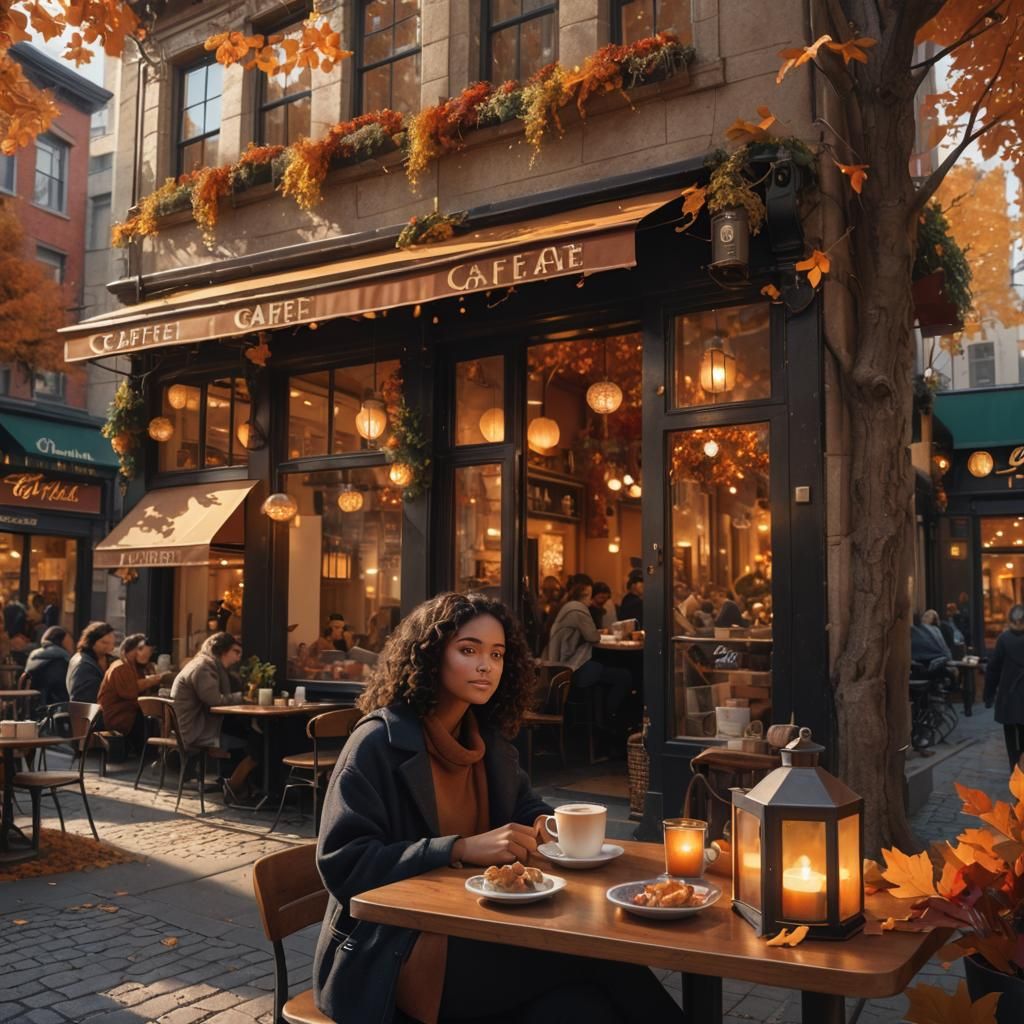 Cozy Cafe Scene in Fantasy Concept Art Style