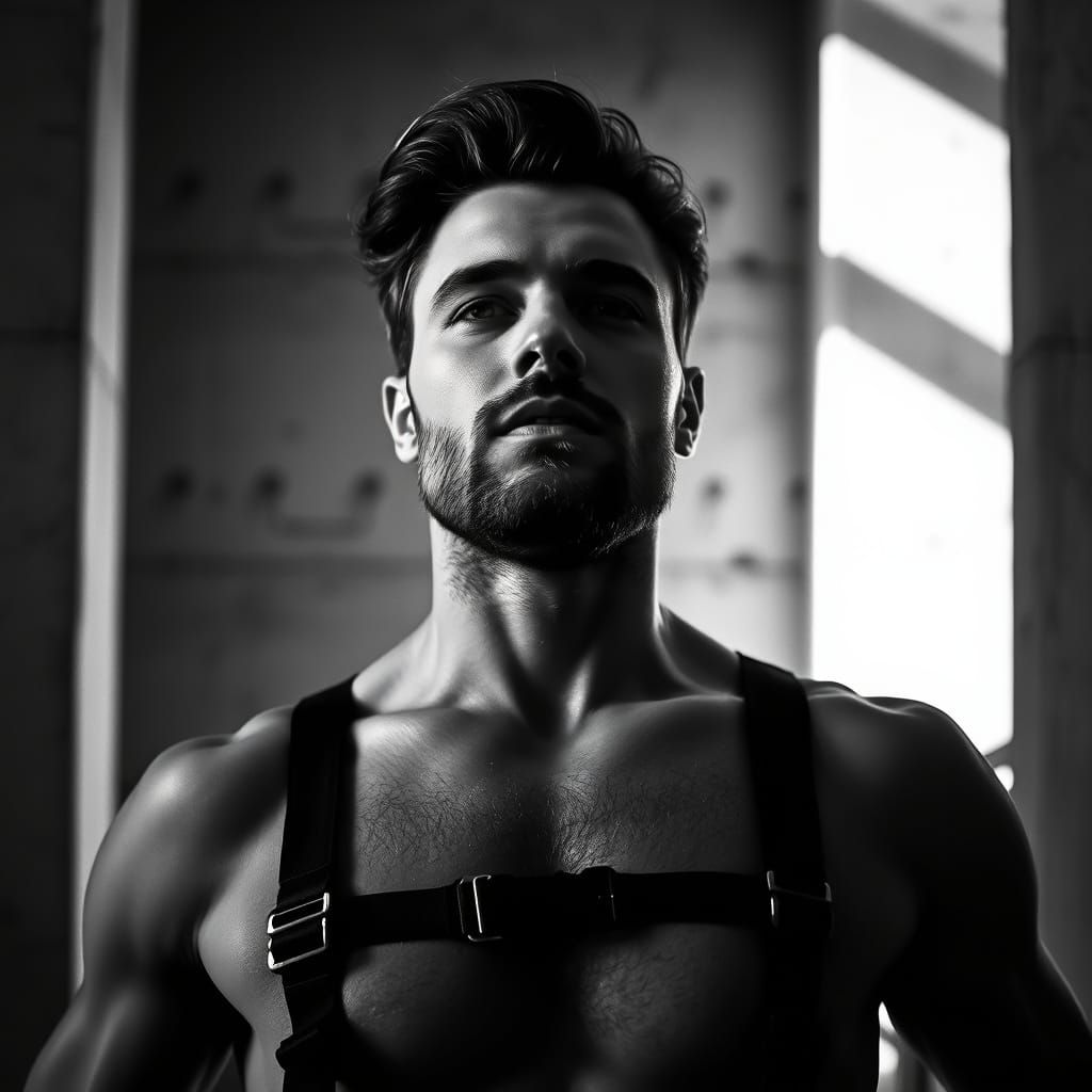 High Contrast Portrait in Grayscale Film Style