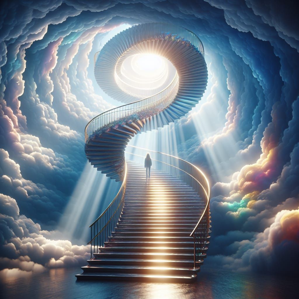 Iridescent Stairway to Heaven: A Captivating Ascent