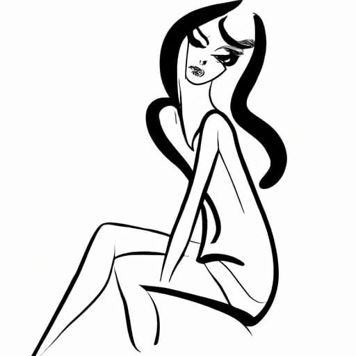 Elegant Black Ink Sketch of a Woman