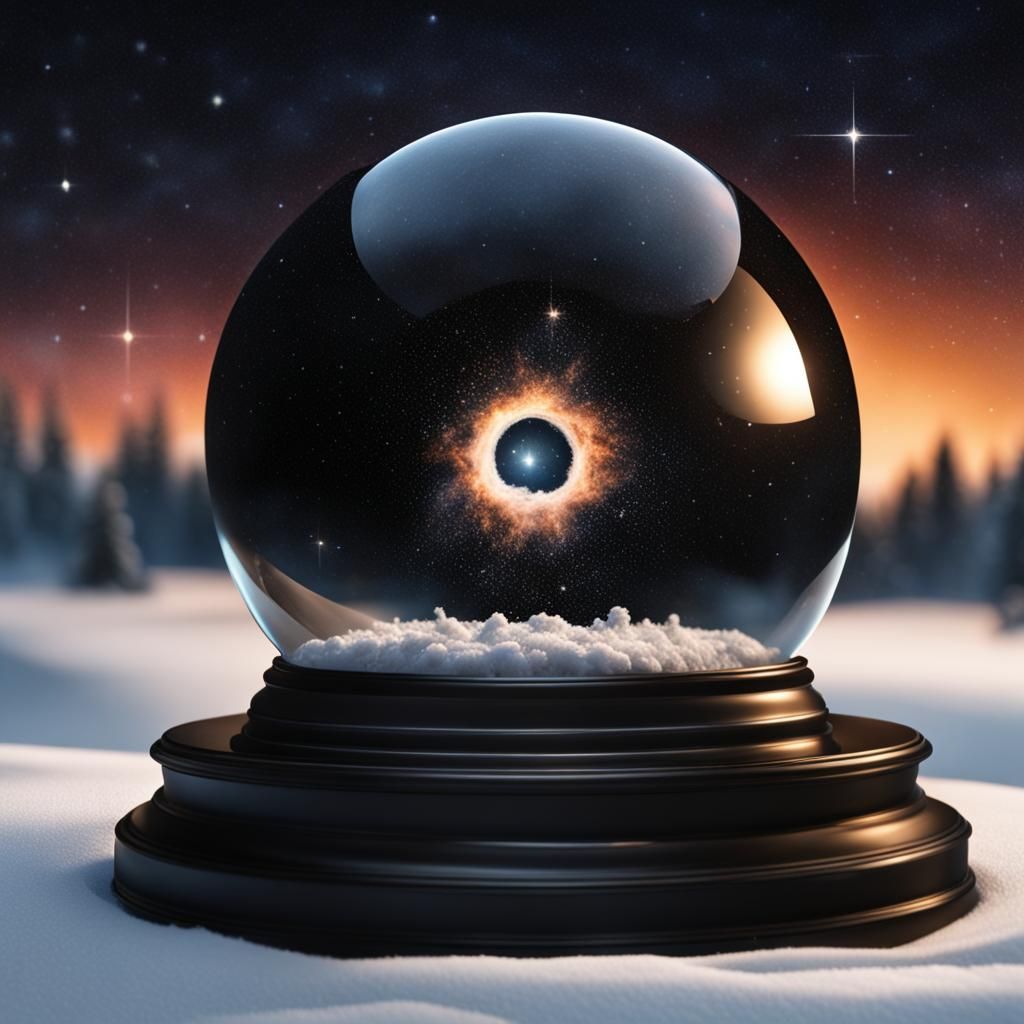 Star Orbiting a Black Hole Snow Globe