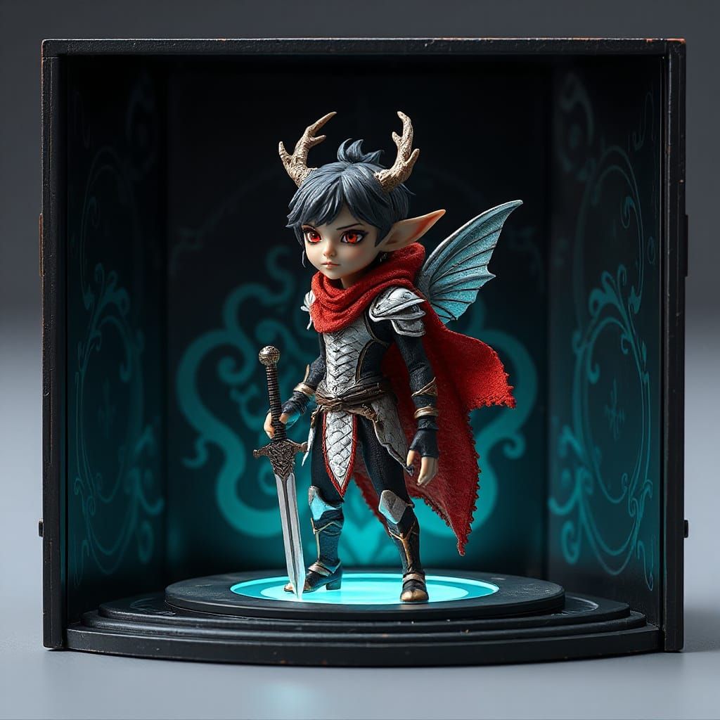 Ethereal Goth Elf Action Figure in Ornate Toy Box