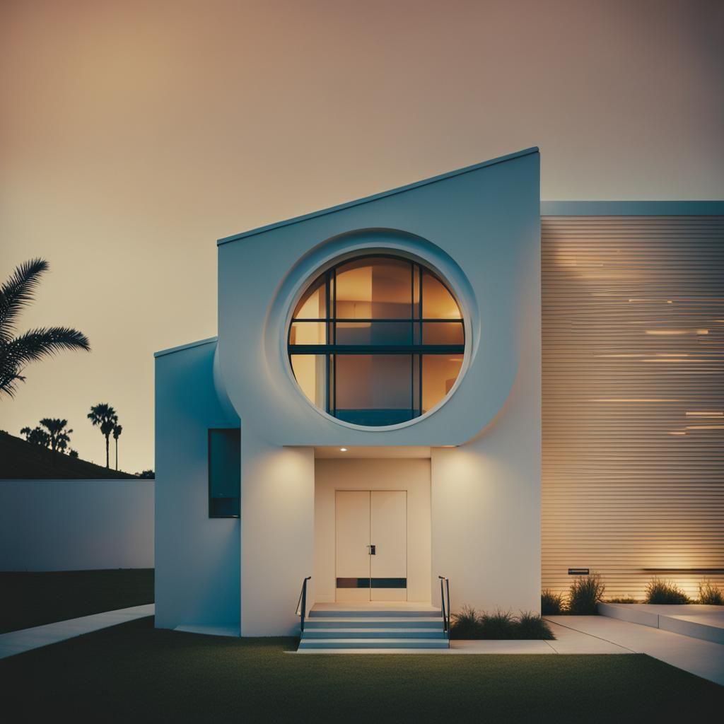 Modern Building Design with Retro Polaroid Window