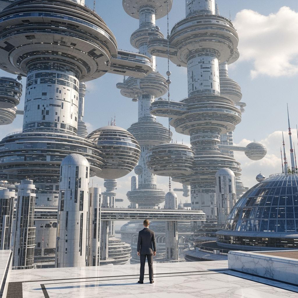 Futuristic Cityscape with Gravity-Defying Architecture