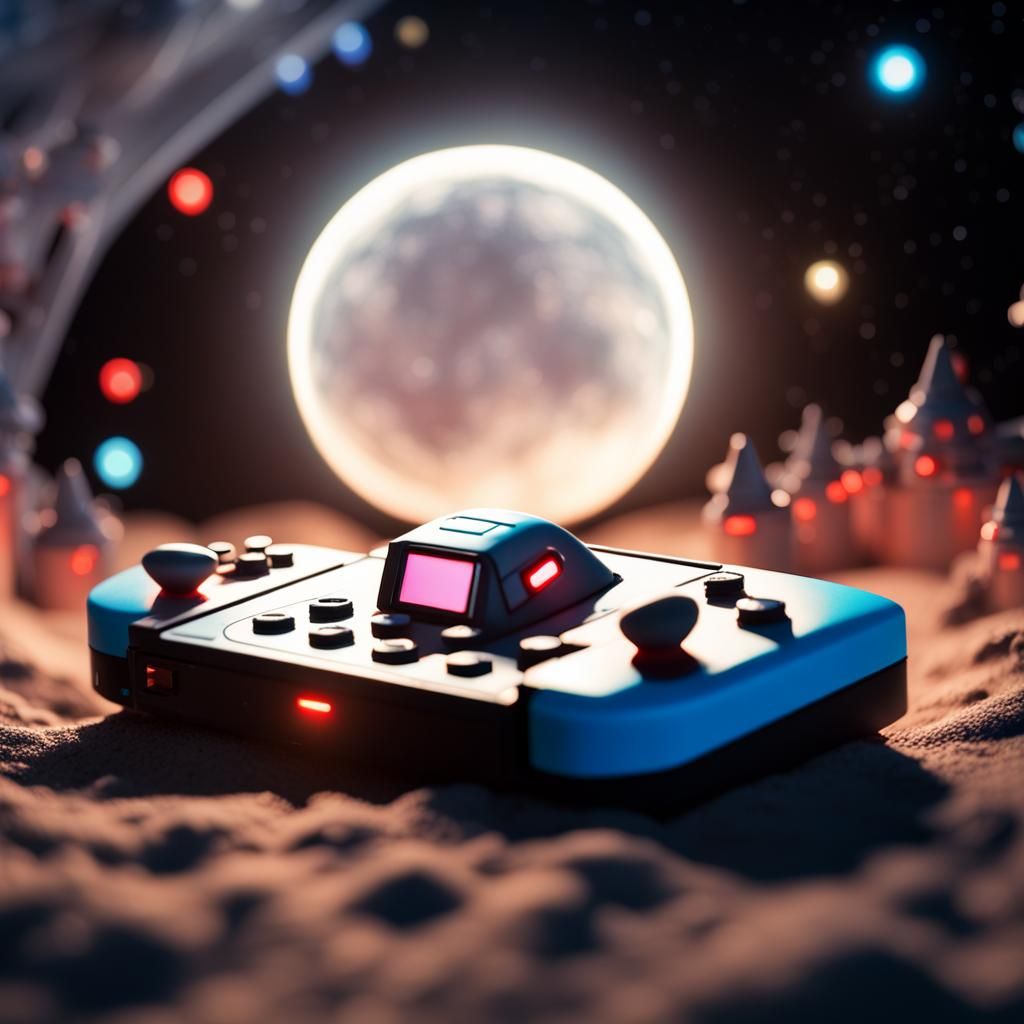 Glowing Spaceship Diorama on the Moon