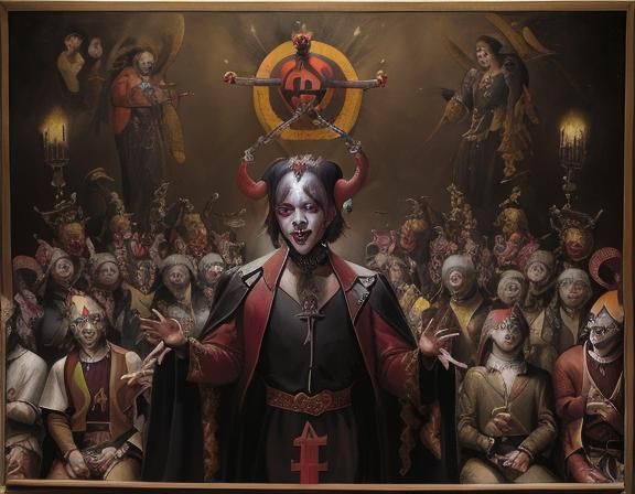 Mephistopheles as Human Dragon Religious Painting