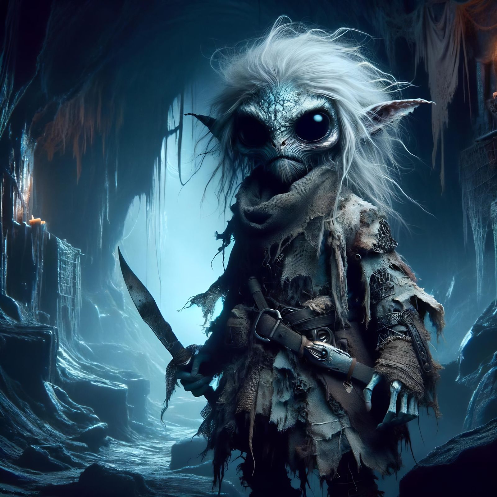 Ethereal Derro: Small Humanoid in Dark Fantasy Style