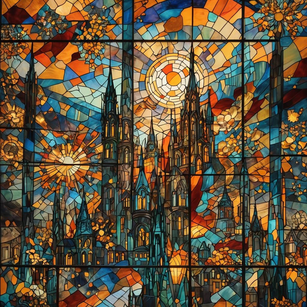 Nuclear Explosion in Stained Glass Art