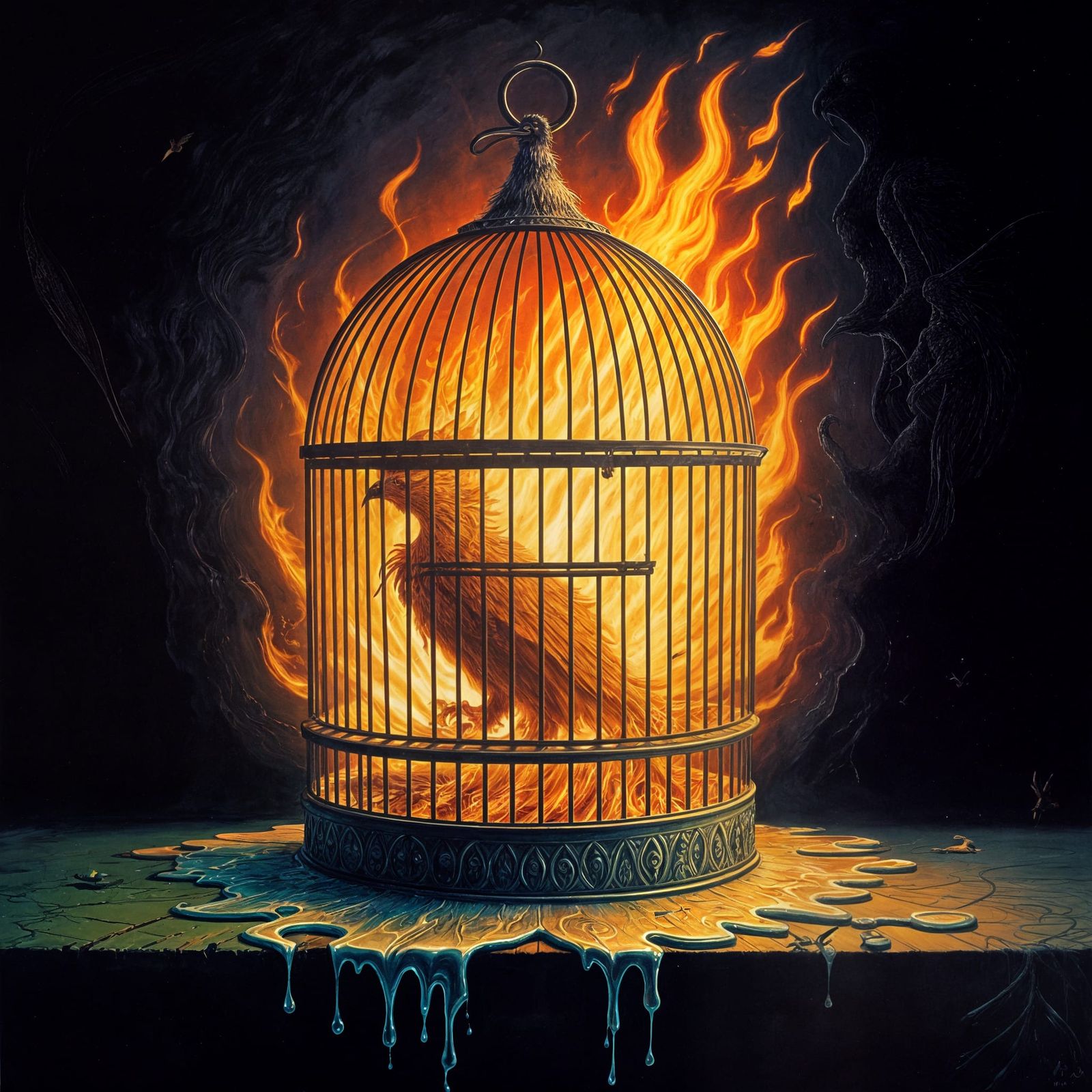 Phoenix in Melting Cage: 1970s Pulp Fantasy Art