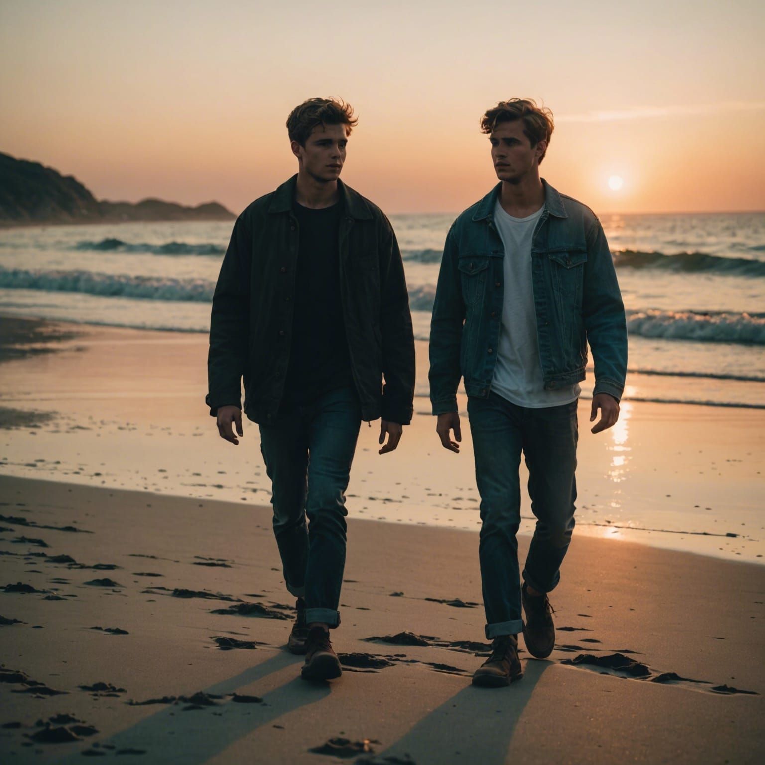 Sunset Beach Walk: A Cinematic Film Still
