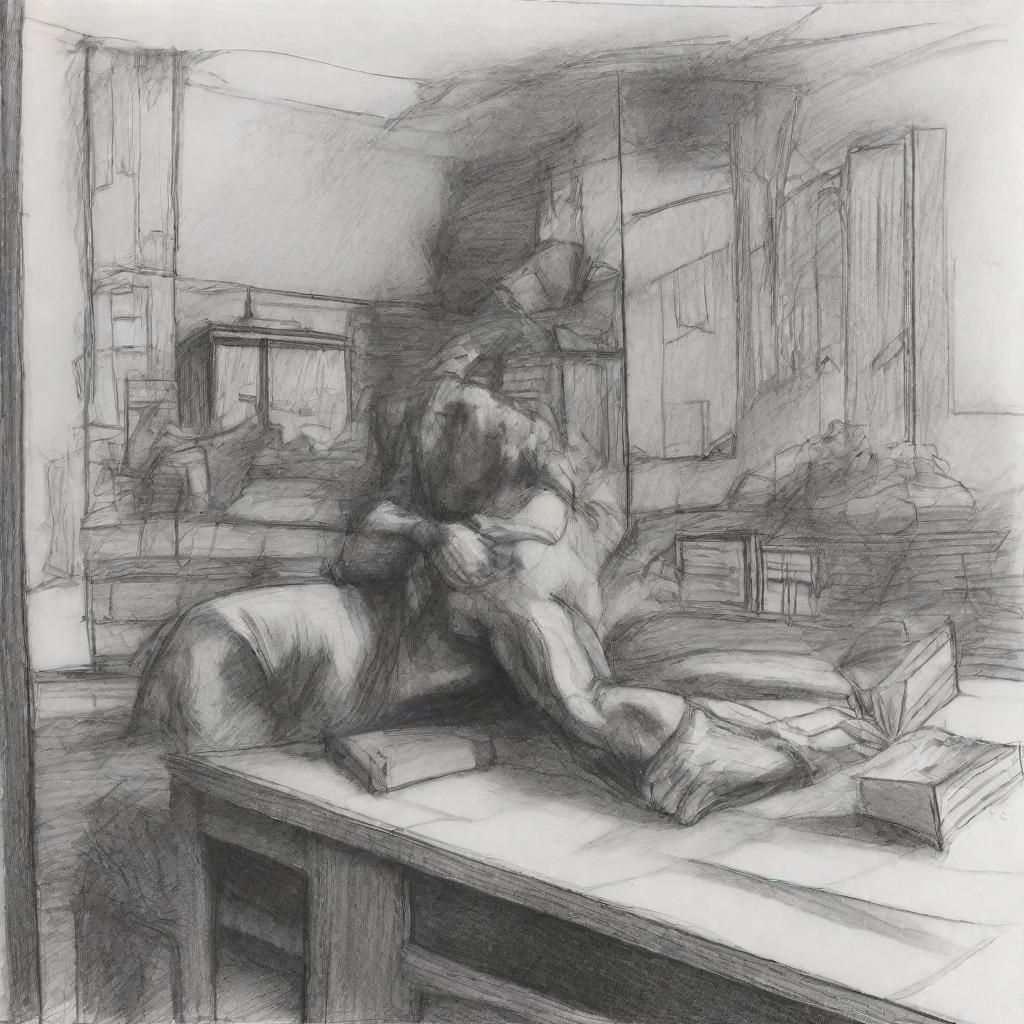Monochrome Pencil Sketch of Stark Reality
