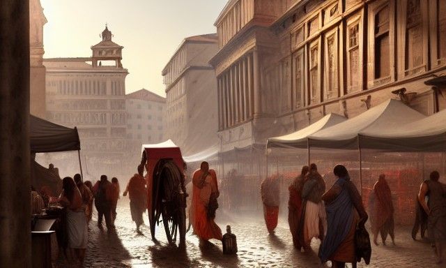 Ancient Roman Marketplace: Photorealistic Digital Painting