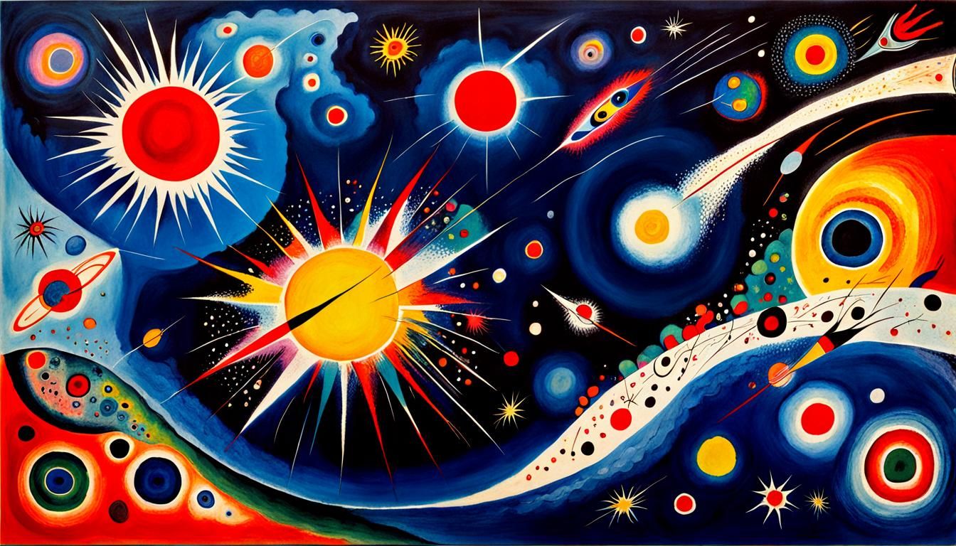 Nuclear Big Bang Inspired by Kandinsky and Miro