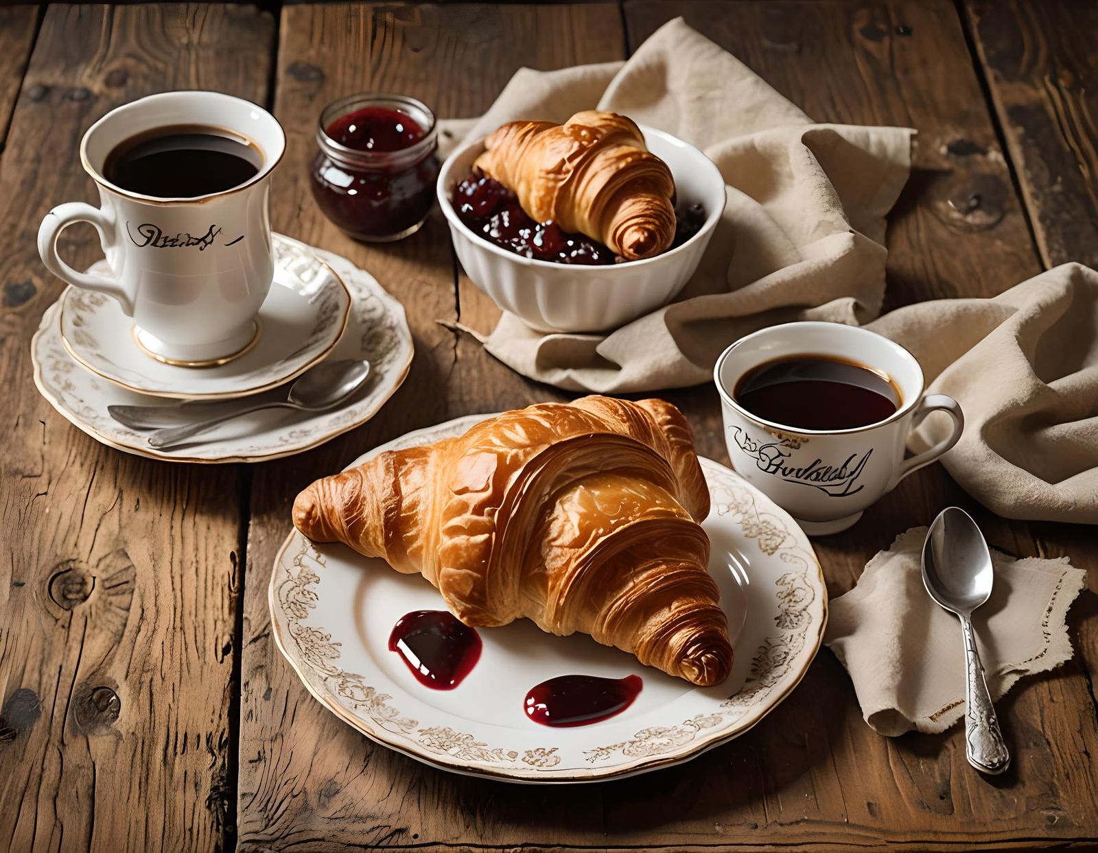 Croissant Still Life in Beatrix Potter Style