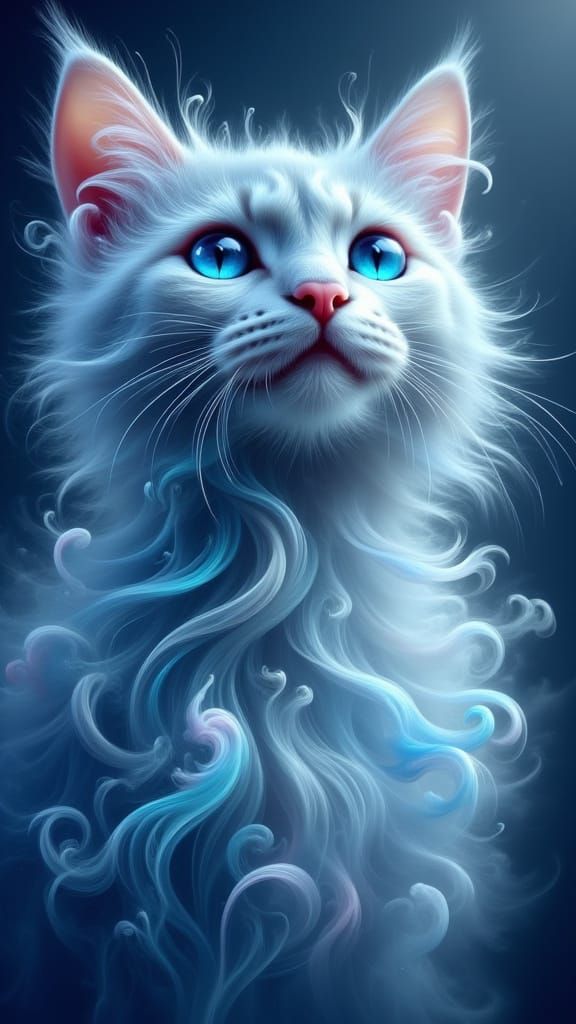 <lora:Ethereal Magic Flux:1.0> Wallpaper cat digital art ani...