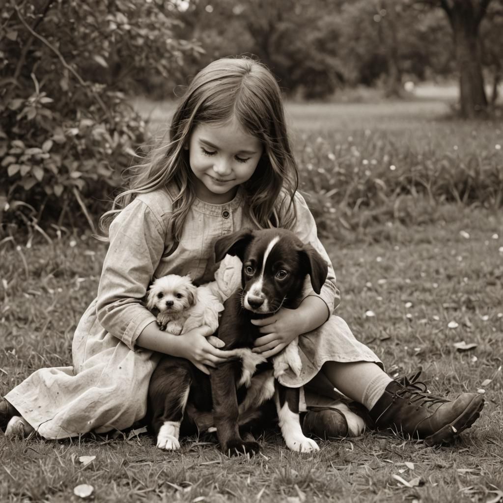 Little Girl and Puppy: A Heartwarming Scene