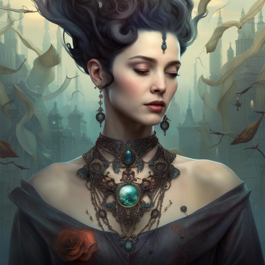 Elegant Necklace Digital Masterpiece in Deep Color