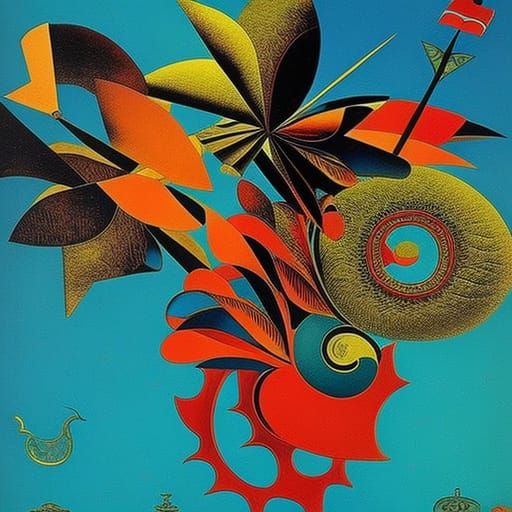 Botanical Abstract in Art Deco Style