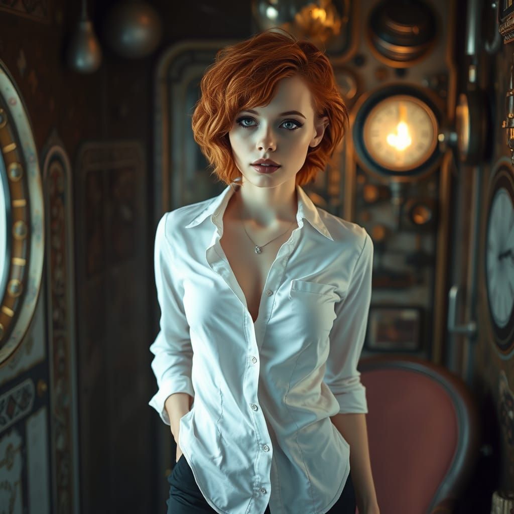 Steampunk Woman in Hyperrealistic Photo