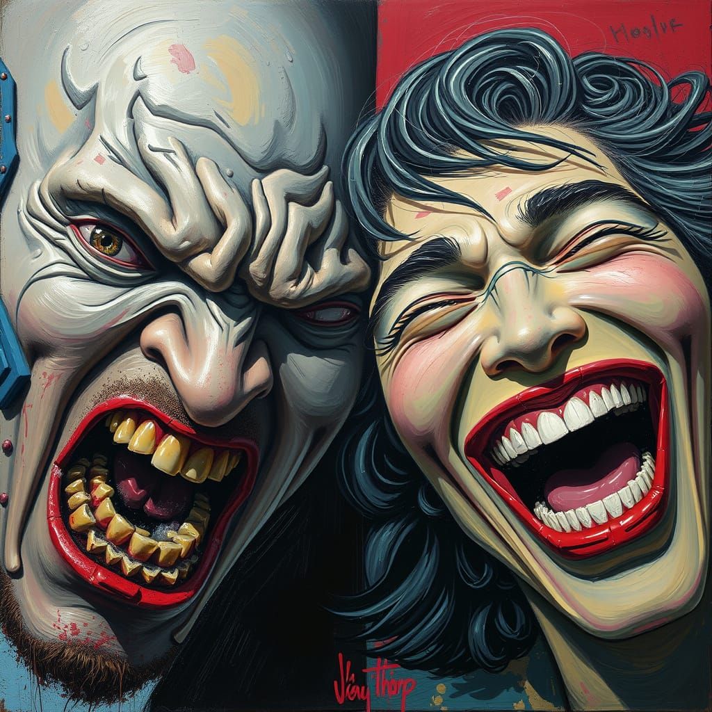 Faces of Anguish and Joy: A Digital Painting