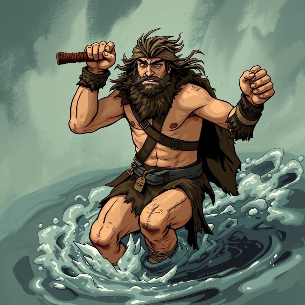 Barefoot Barbarian Sinks into Tar Pit